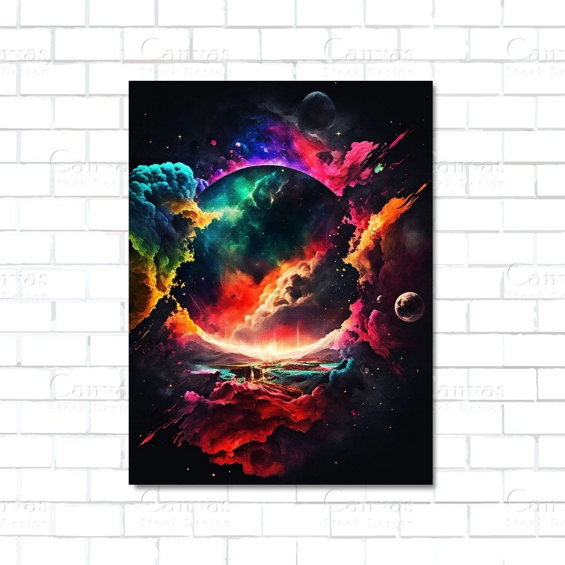 Colorful universe paint canvas wall art – vibrant abstract cosmic design