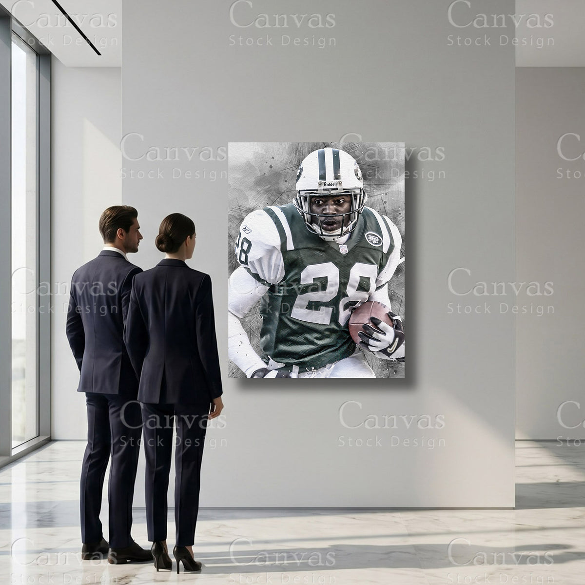 Curtis Martin inspired football player wall display