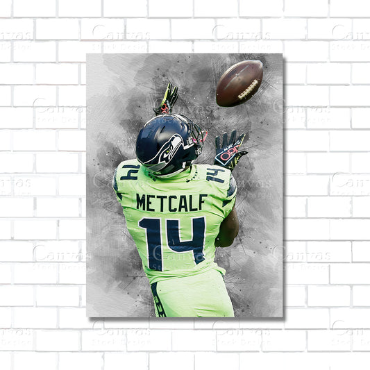 DK Metcalf Canvas Wall Art – Seattle Seahawks NFL Wide Receiver Poster