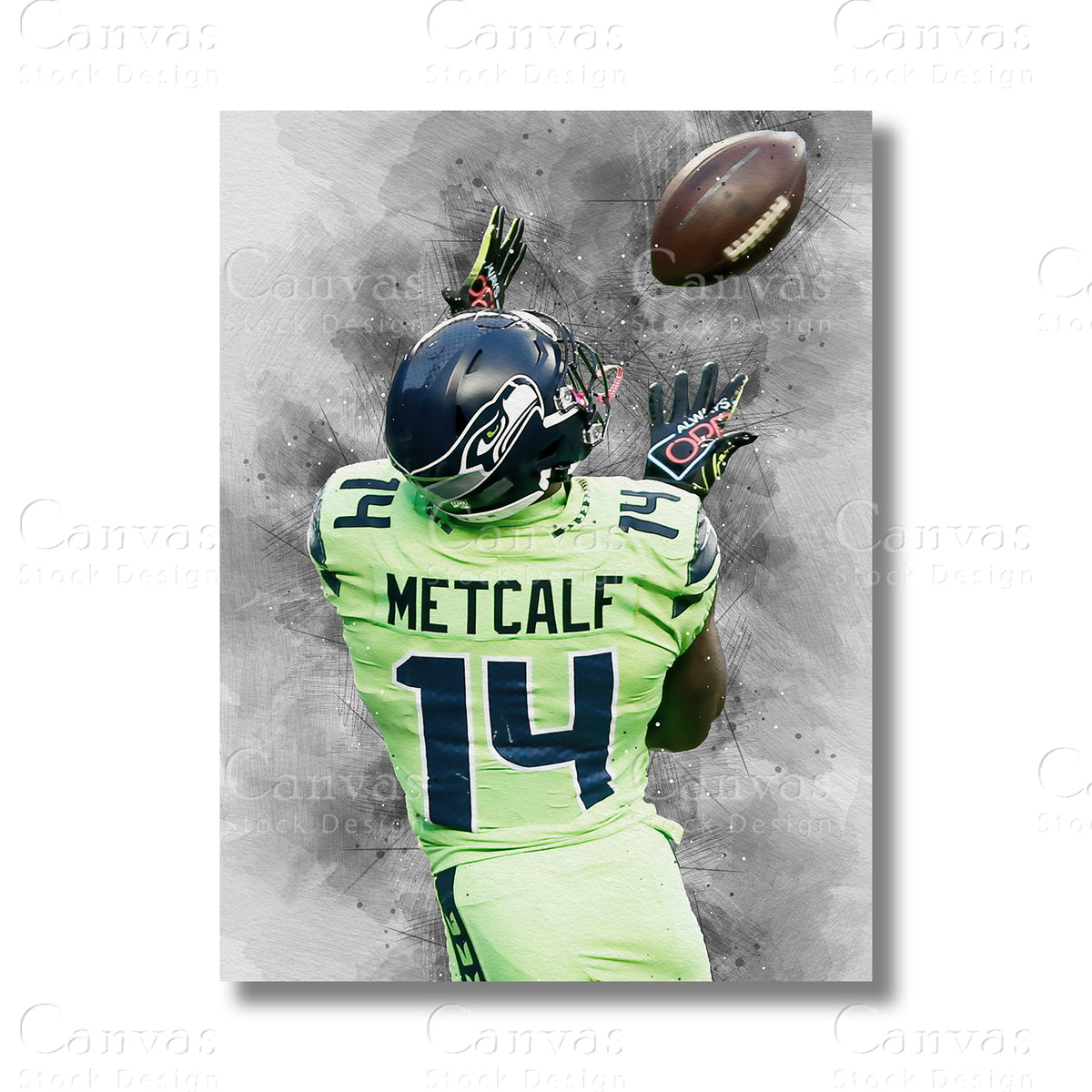 DK Metcalf canvas wall art for NFL football fans