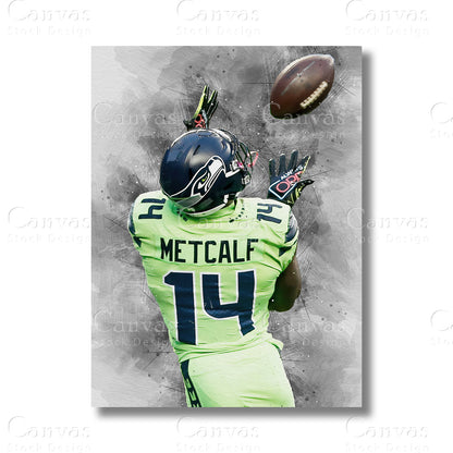 DK Metcalf canvas wall art for NFL football fans