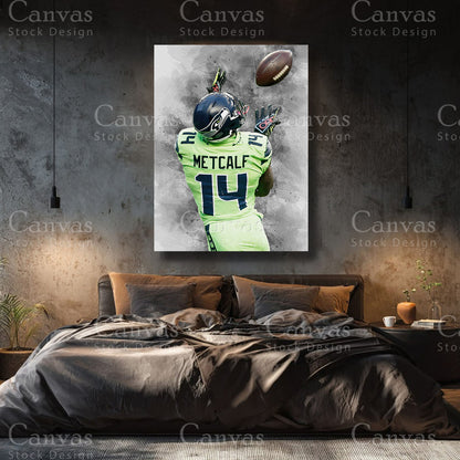 DK Metcalf football wall artwork for a game room