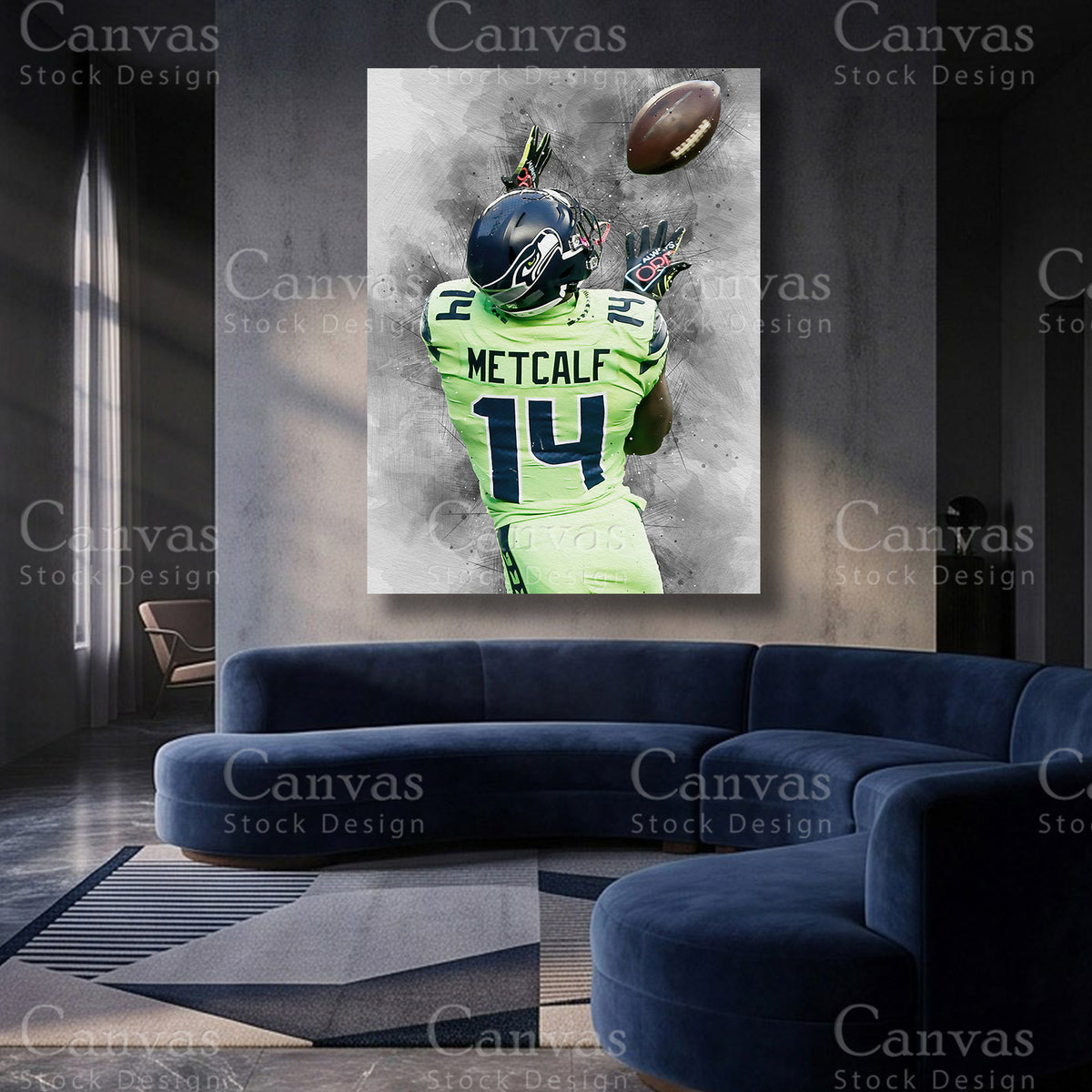 DK Metcalf inspired wide receiver canvas print