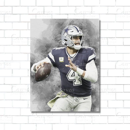 Dak Prescott Canvas Wall Art – Dallas Cowboys NFL Poster