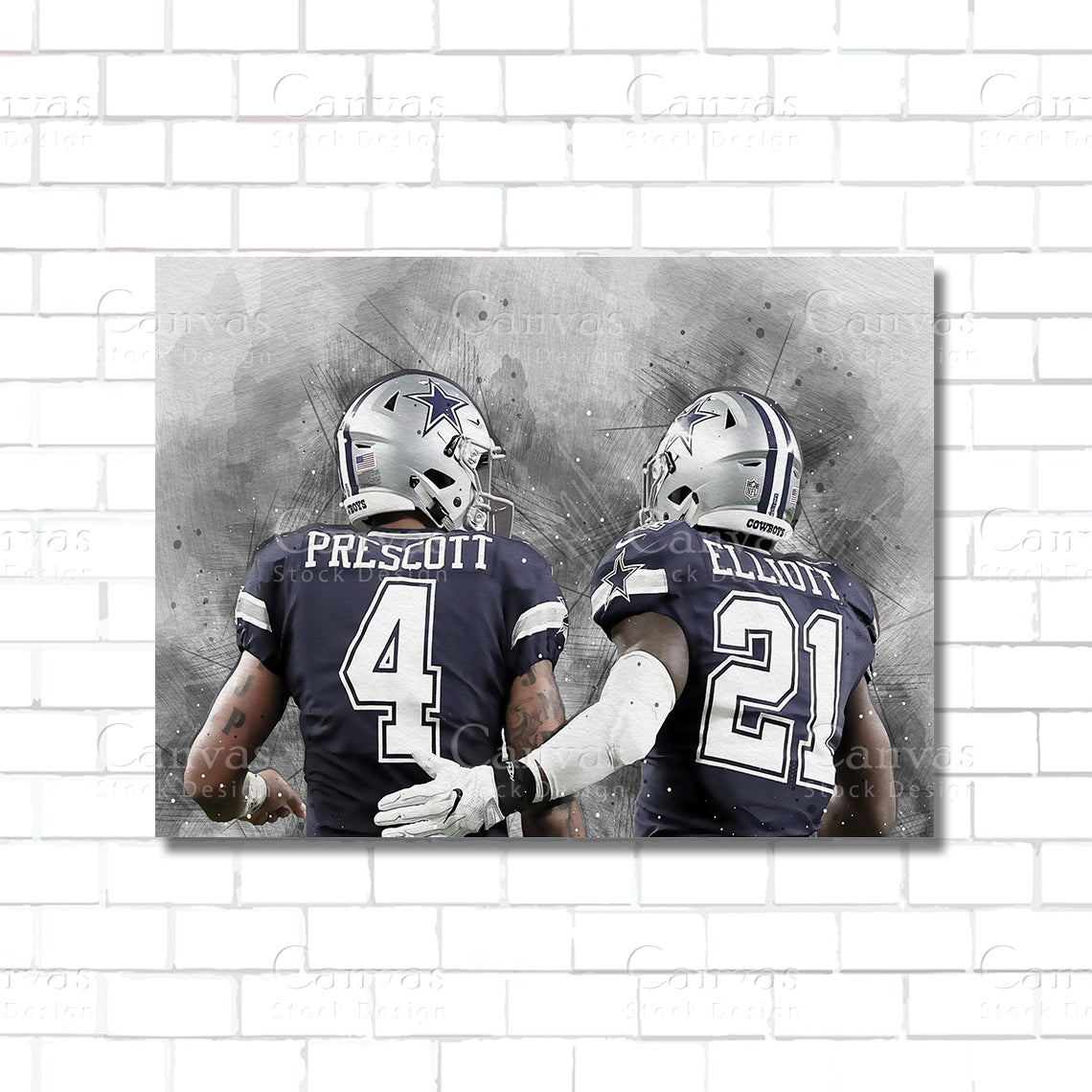 Dak Prescott & Ezekiel Elliott Canvas Wall Art – Dallas Cowboys Stars