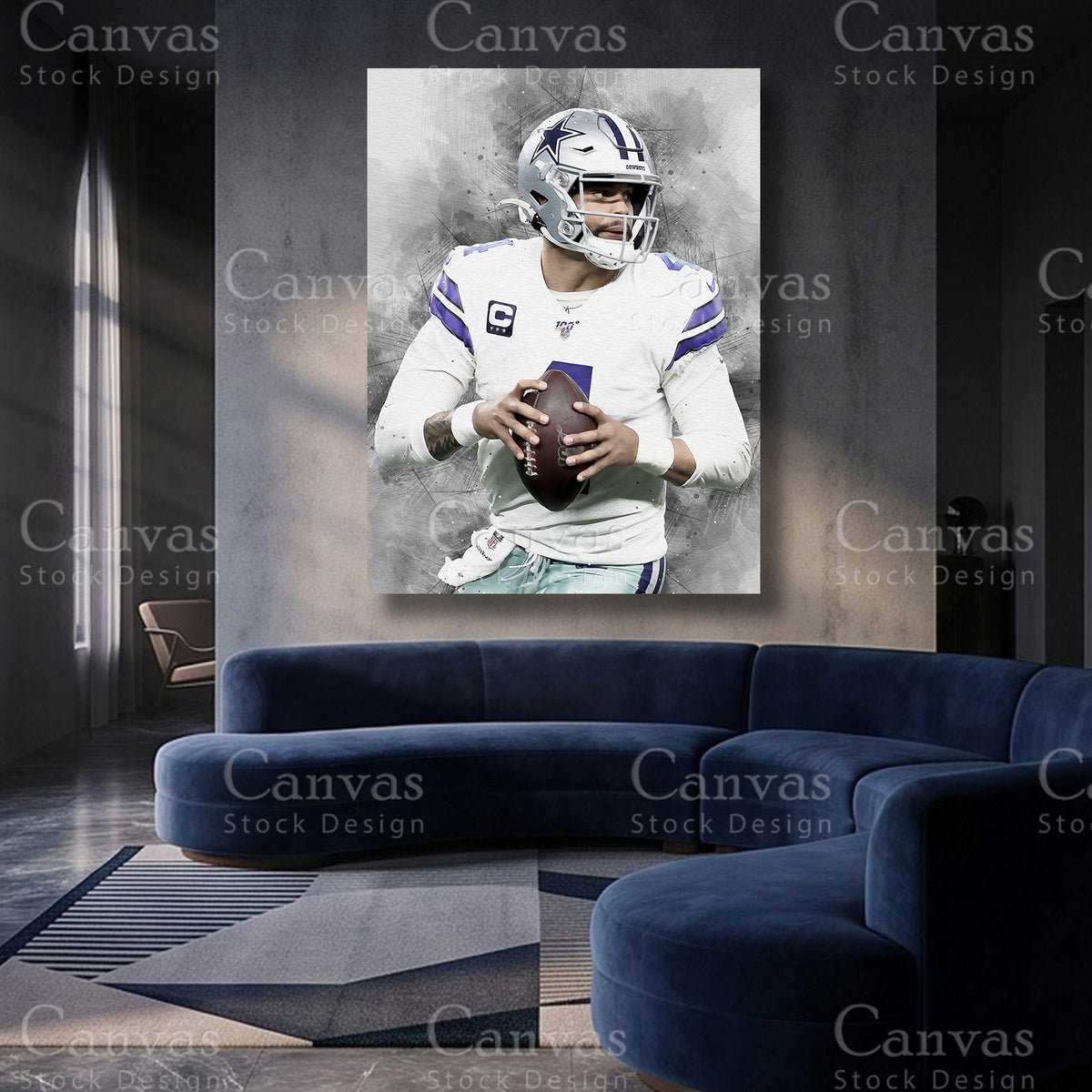 Dak Prescott inspired quarterback canvas print