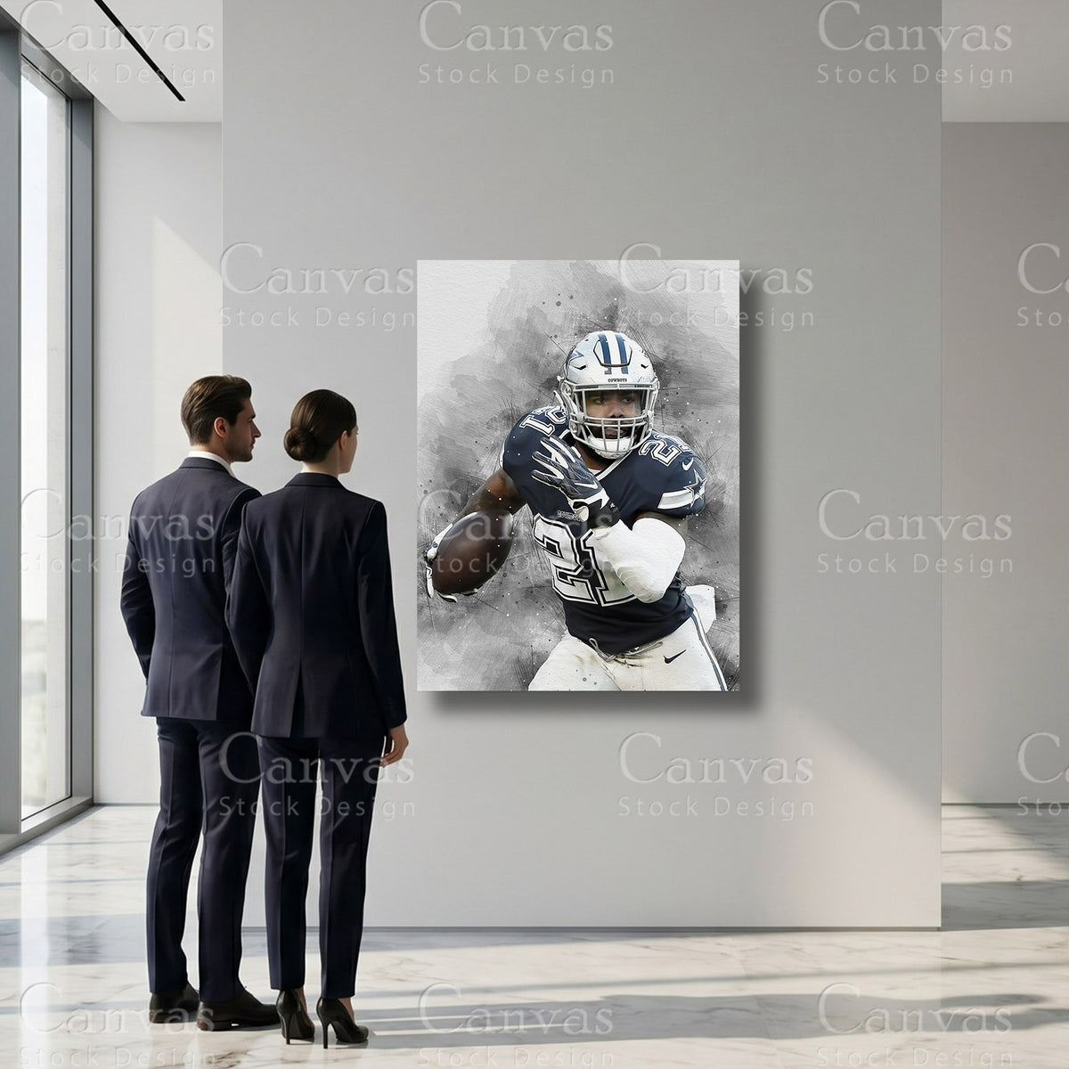 Dallas Cowboys inspired Ezekiel Elliott canvas wall print