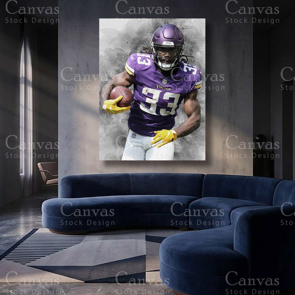 Dalvin Cook inspired running back canvas artwork