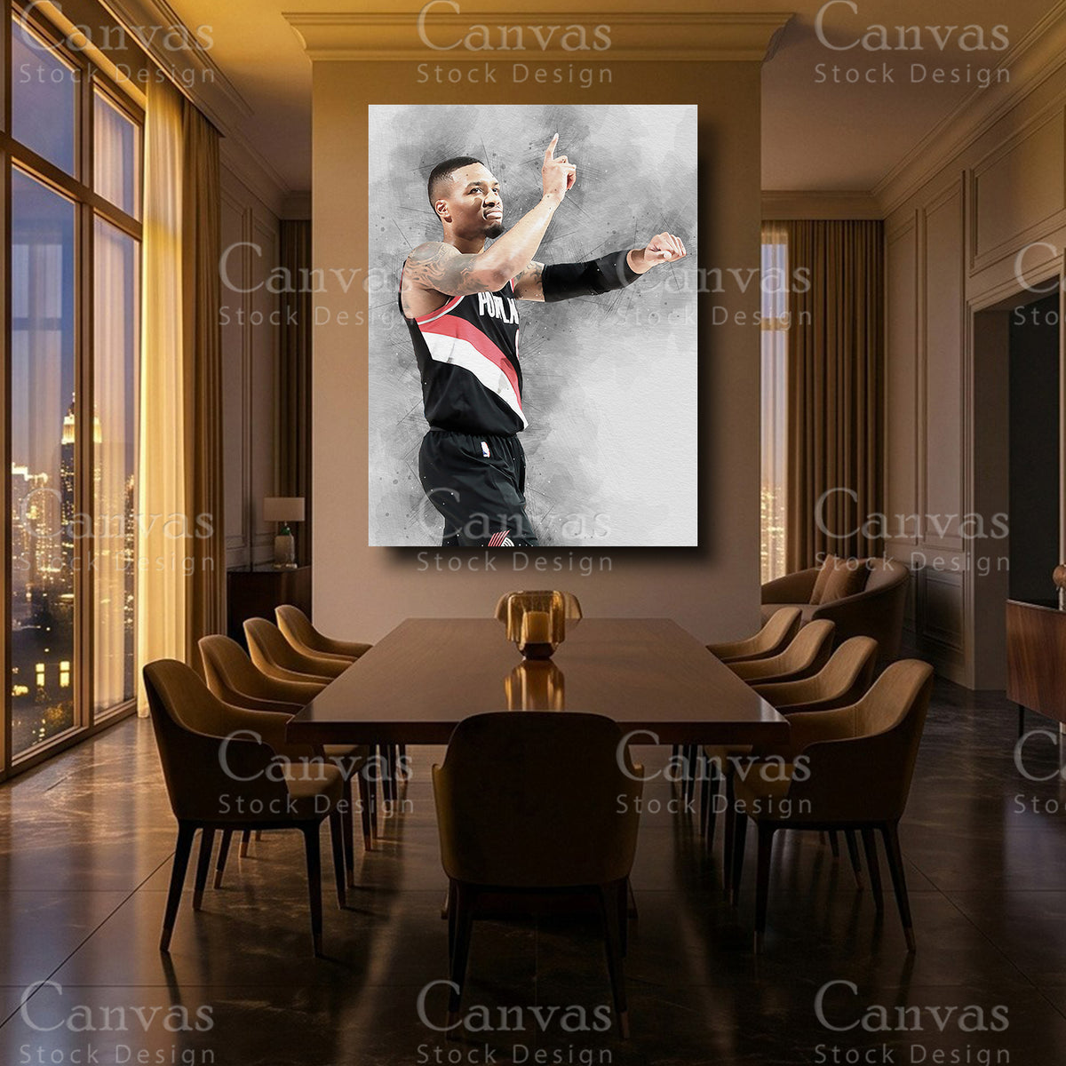 Damian Lillard framed basketball artwork