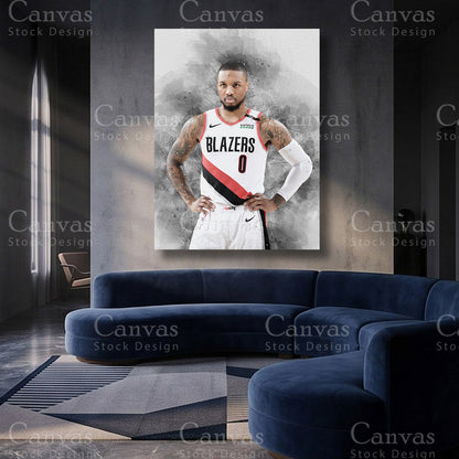 Damian Lillard canvas basketball artwork
