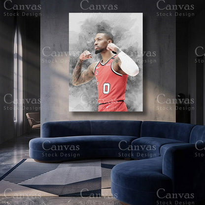 Damian Lillard basketball canvas artwork