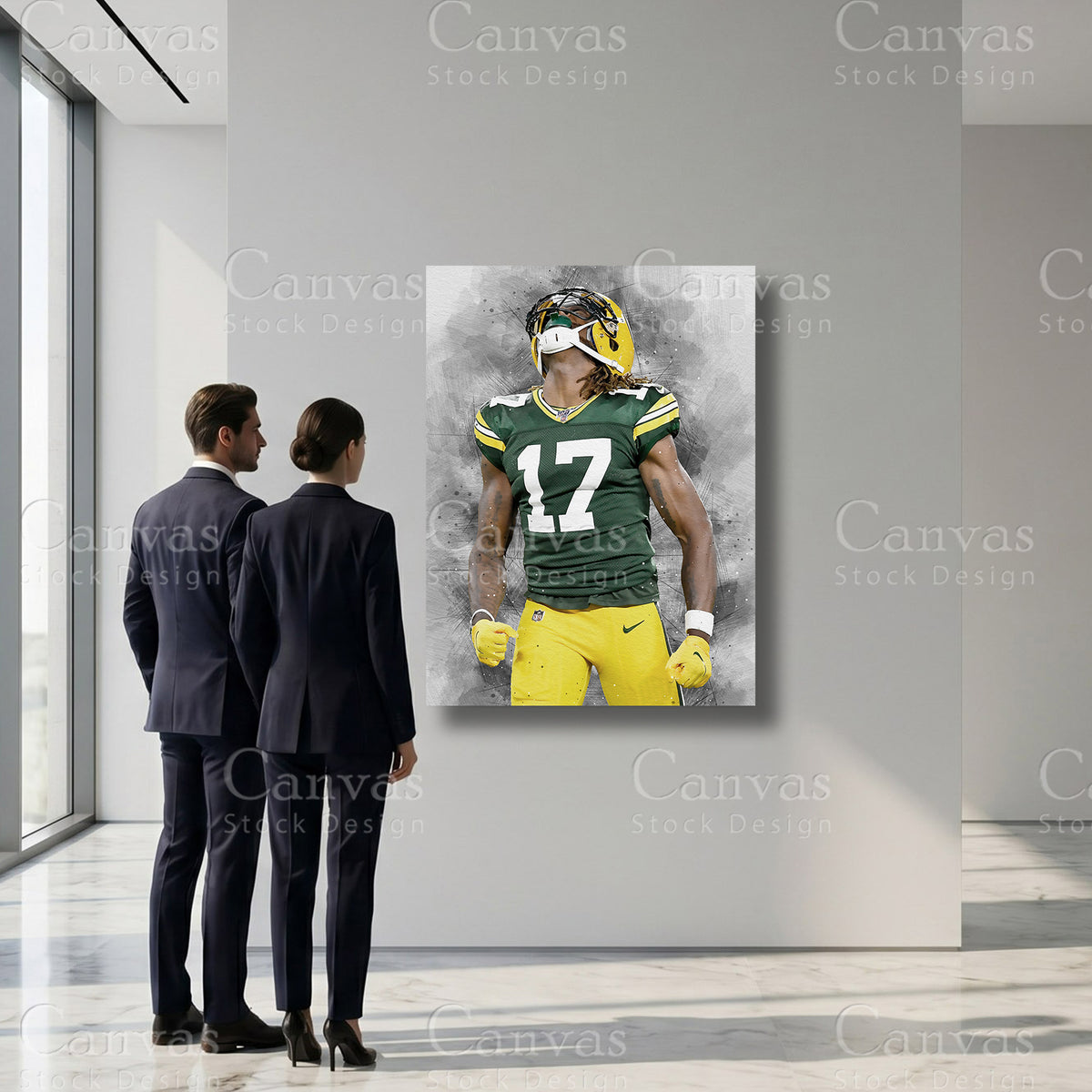 Davante Adams inspired football player canvas display