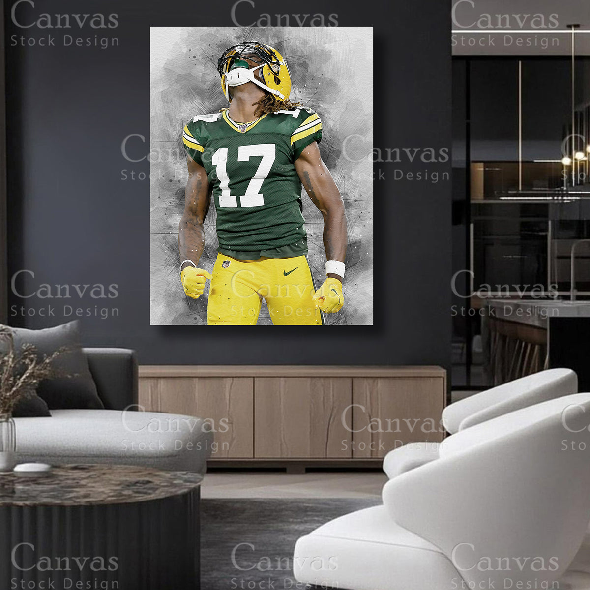 Davante Adams sports canvas print for a football fan space