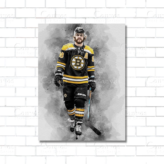 David Pastrnak Boston Bruins NHL star canvas wall art – hockey poster print for man caves and sports rooms