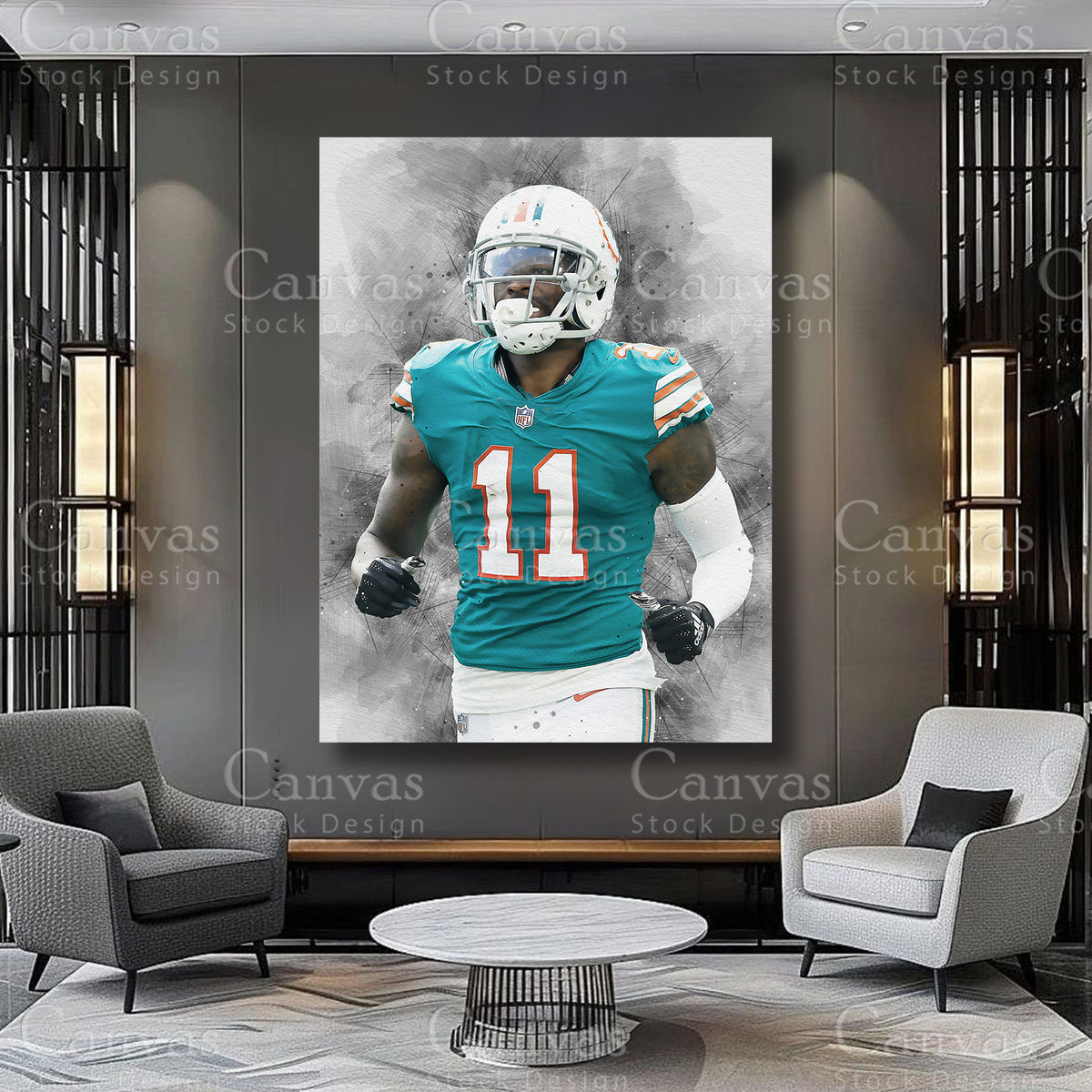 DeVante Parker NFL canvas art for a football collection
