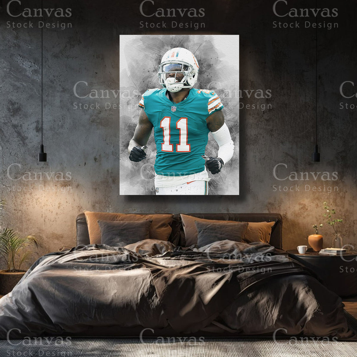 DeVante Parker canvas artwork for an NFL themed room