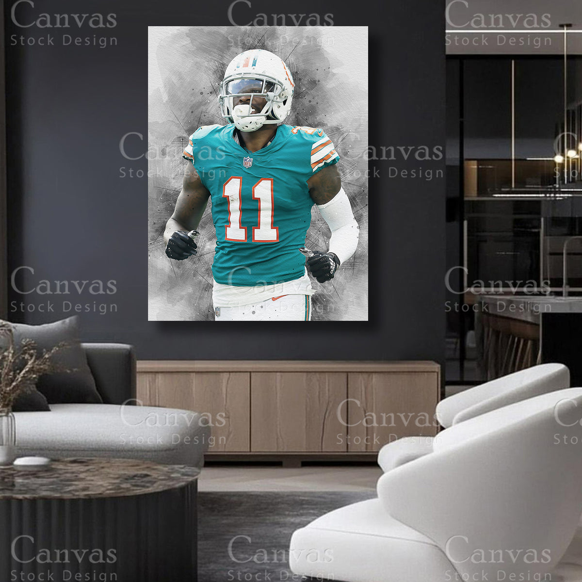 DeVante Parker sports wall print for an American football fan