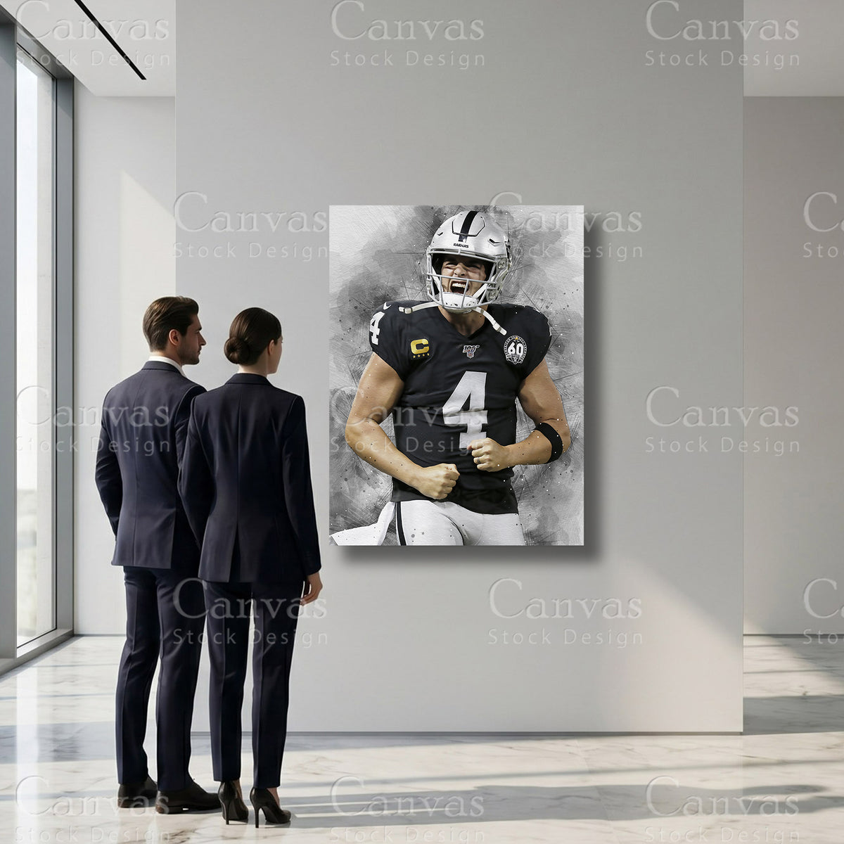 Derek Carr inspired professional quarterback wall display