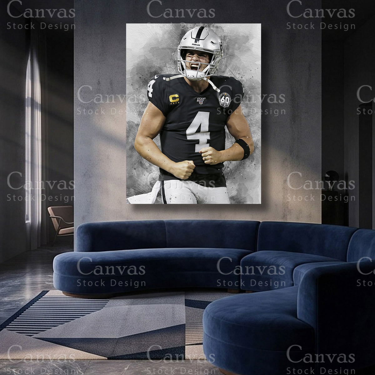 Derek Carr inspired quarterback canvas artwork