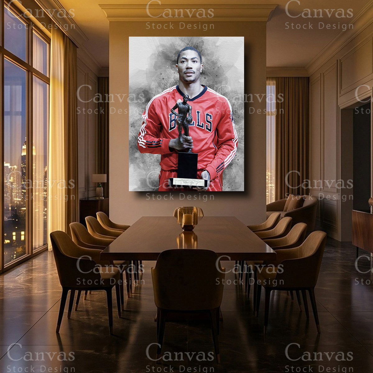 Derrick Rose framed canvas artwork