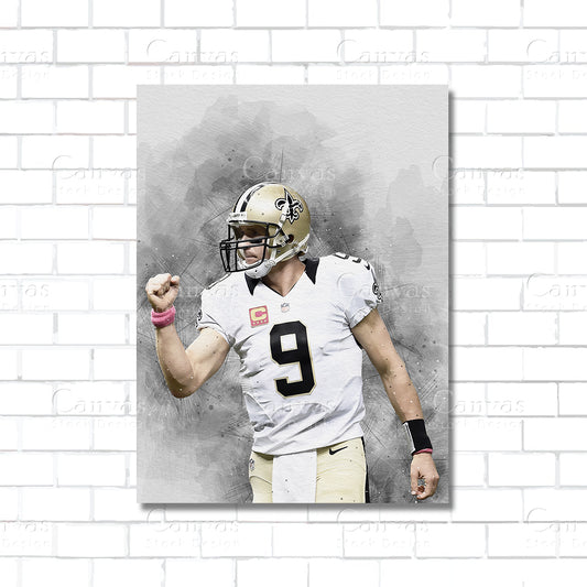 Drew Brees Canvas Wall Art – New Orleans Saints NFL Quarterback Poster