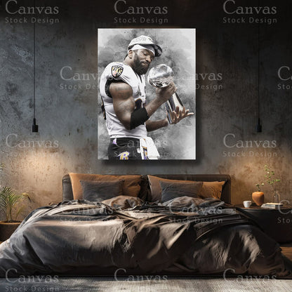 Ed Reed canvas print for a modern football memorabilia display