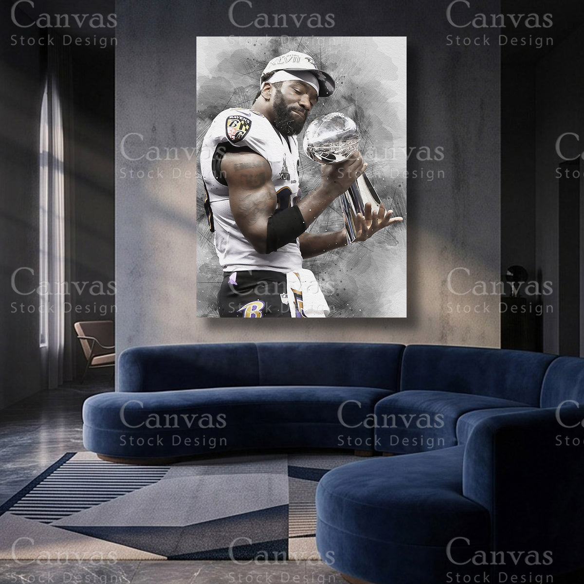 Ed Reed inspired defensive football print for sports collectors