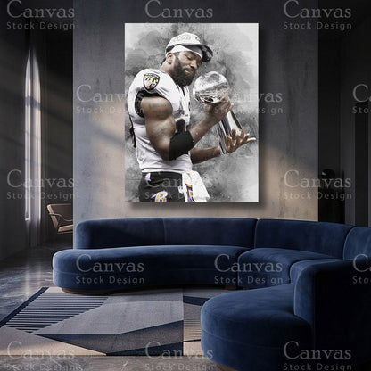 Ed Reed inspired defensive football print for sports collectors