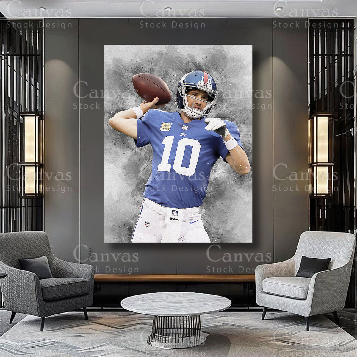 Eli Manning football artwork for a personal sports collection