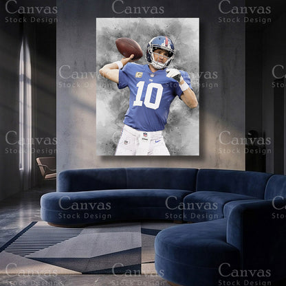 Eli Manning inspired quarterback canvas print for sports collectors