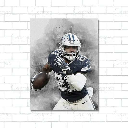 Ezekiel Elliott Canvas Wall Art – NFL Running Back