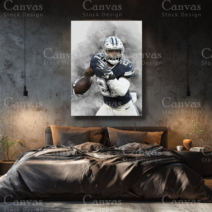 Ezekiel Elliott canvas print for a modern sports collection
