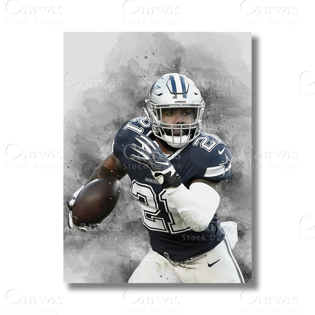 Ezekiel Elliott canvas wall art for American football fans