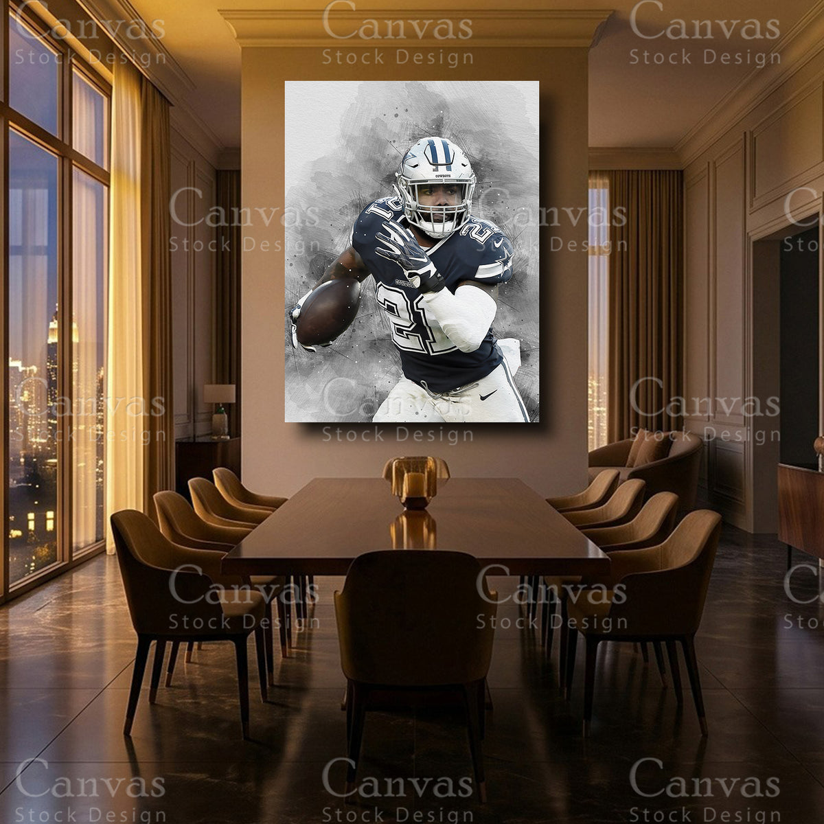 Ezekiel Elliott running back themed artwork for NFL enthusiasts