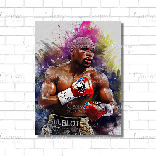 Floyd Mayweather Canvas Frame, Kids Wall Decor, Boxing Fan, Man Cave Gift for Him - Her, Sports Canvas Wall Art