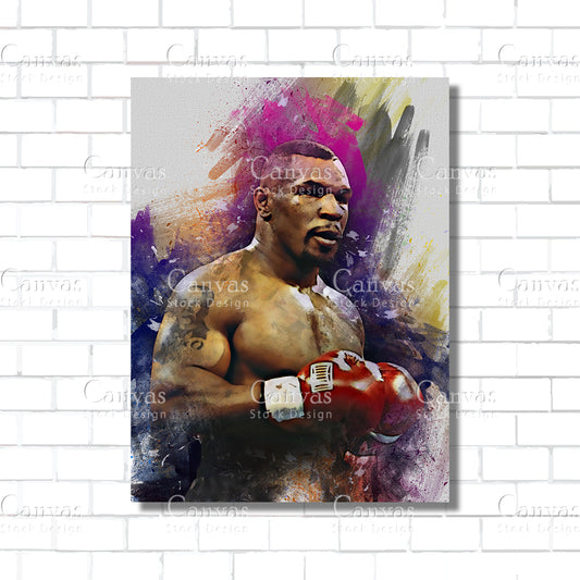 Mike Tyson Canvas Frame, Kids Wall Decor, Boxing Fan, Man Cave Gift for Him - Her, Sports Canvas Wall Art