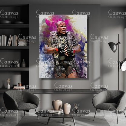 Daniel Cormier Canvas Frame, Kids Wall Decor, Boxing Fan, Man Cave Gift for Him - Her, Sports Canvas Wall Art