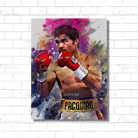 Manny Pacquiao Canvas Frame, Kids Wall Decor, Boxing Fan, Man Cave Gift for Him - Her, Sports Canvas Wall Art