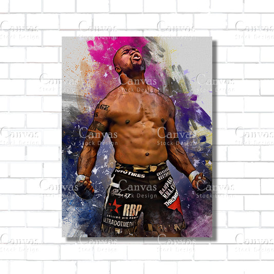 Quinton Jackson Canvas Frame, Kids Wall Decor, Boxing Fan, Man Cave Gift for Him - Her, Sports Canvas Wall Art