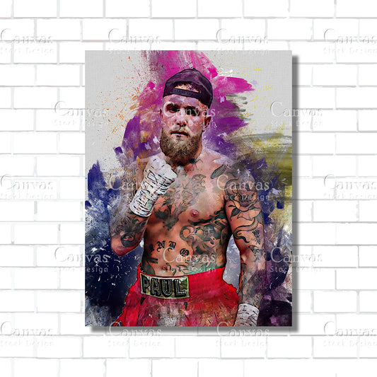 Jake Paul Canvas Frame, Kids Wall Decor, Boxing Fan, Man Cave Gift for Him - Her, Sports Canvas Wall Art