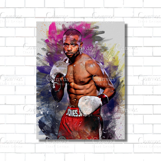 Roy Jones Jr Canvas Frame, Kids Wall Decor, Boxing Fan, Man Cave Gift for Him - Her, Sports Canvas Wall Art