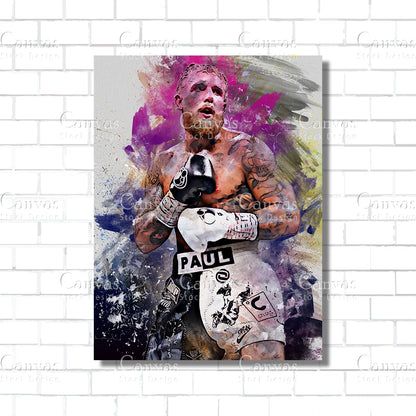 Jake Paul Canvas Frame, Kids Wall Decor, Boxing Fan, Man Cave Gift for Him - Her, Sports Canvas Wall Art