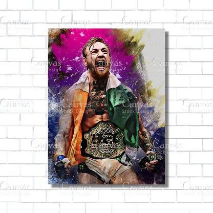 Conor McGregor Canvas Frame, Kids Wall Decor, Boxing Fan, Man Cave Gift for Him - Her, Sports Canvas Wall Art