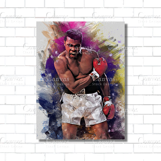 Muhammad Ali Canvas Frame, Kids Wall Decor, Boxing Fan, Man Cave Gift for Him - Her, Sports Canvas Wall Art