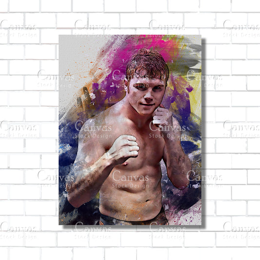 Canelo Alvarez Canvas Frame, Kids Wall Decor, Boxing Fan, Man Cave Gift for Him - Her, Sports Canvas Wall Art