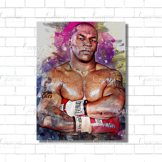 Mike Tyson Canvas Frame, Kids Wall Decor, Boxing Fan, Man Cave Gift for Him - Her, Sports Canvas Wall Art