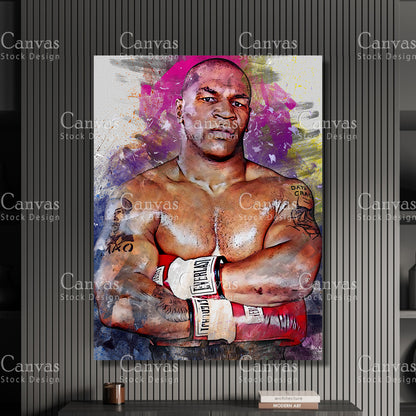 Mike Tyson Canvas Frame, Kids Wall Decor, Boxing Fan, Man Cave Gift for Him - Her, Sports Canvas Wall Art