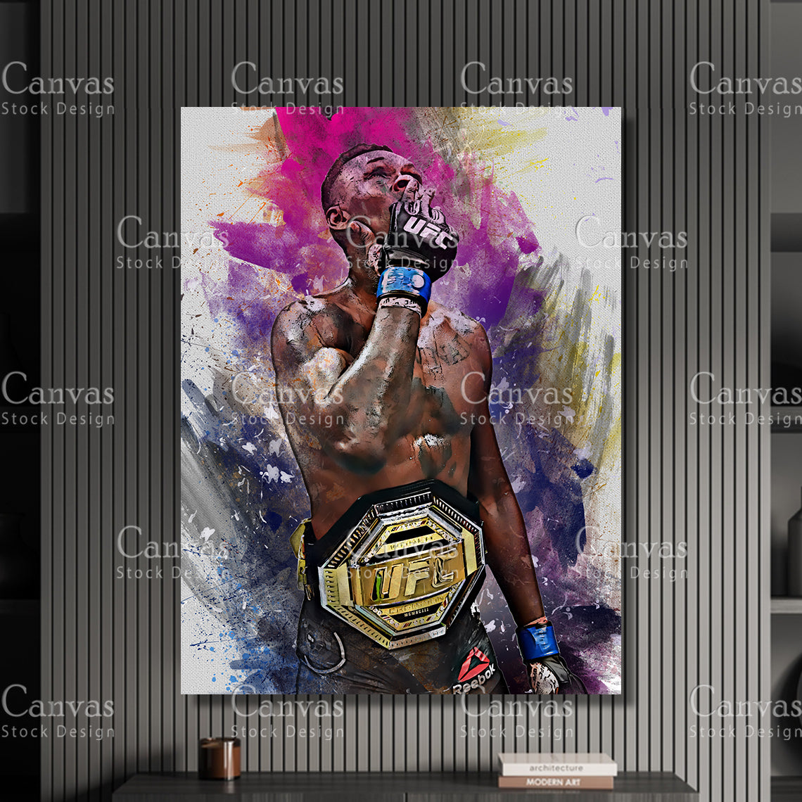 Israel Adesanya Canvas Frame, Kids Wall Decor, Boxing Fan, Man Cave Gift for Him - Her, Sports Canvas Wall Art