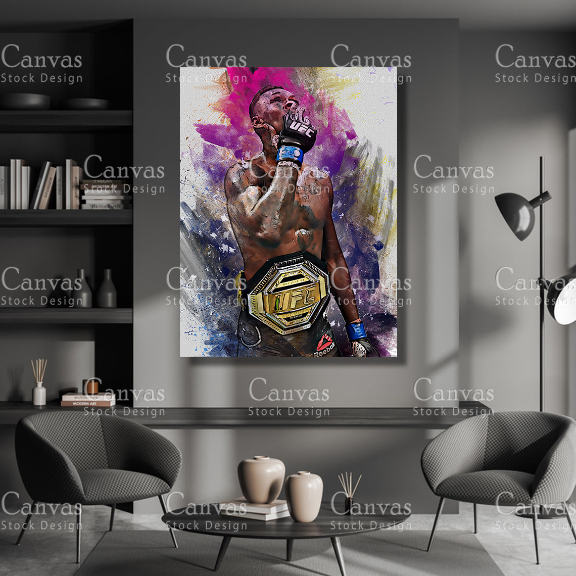 Israel Adesanya Canvas Frame, Kids Wall Decor, Boxing Fan, Man Cave Gift for Him - Her, Sports Canvas Wall Art