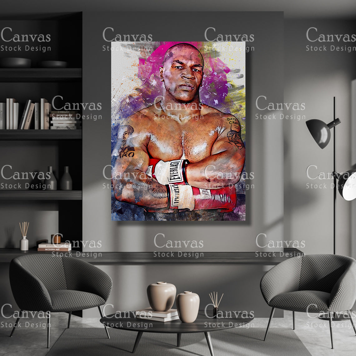 Mike Tyson Canvas Frame, Kids Wall Decor, Boxing Fan, Man Cave Gift for Him - Her, Sports Canvas Wall Art